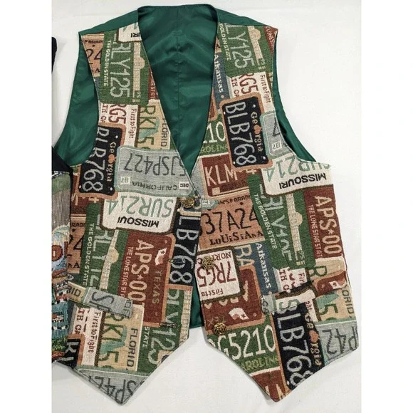 Vintage Handmade Womens Waistcoat Vest Size Small Route‎ 66 Automotive 2 Vest - Picture 2 of 6